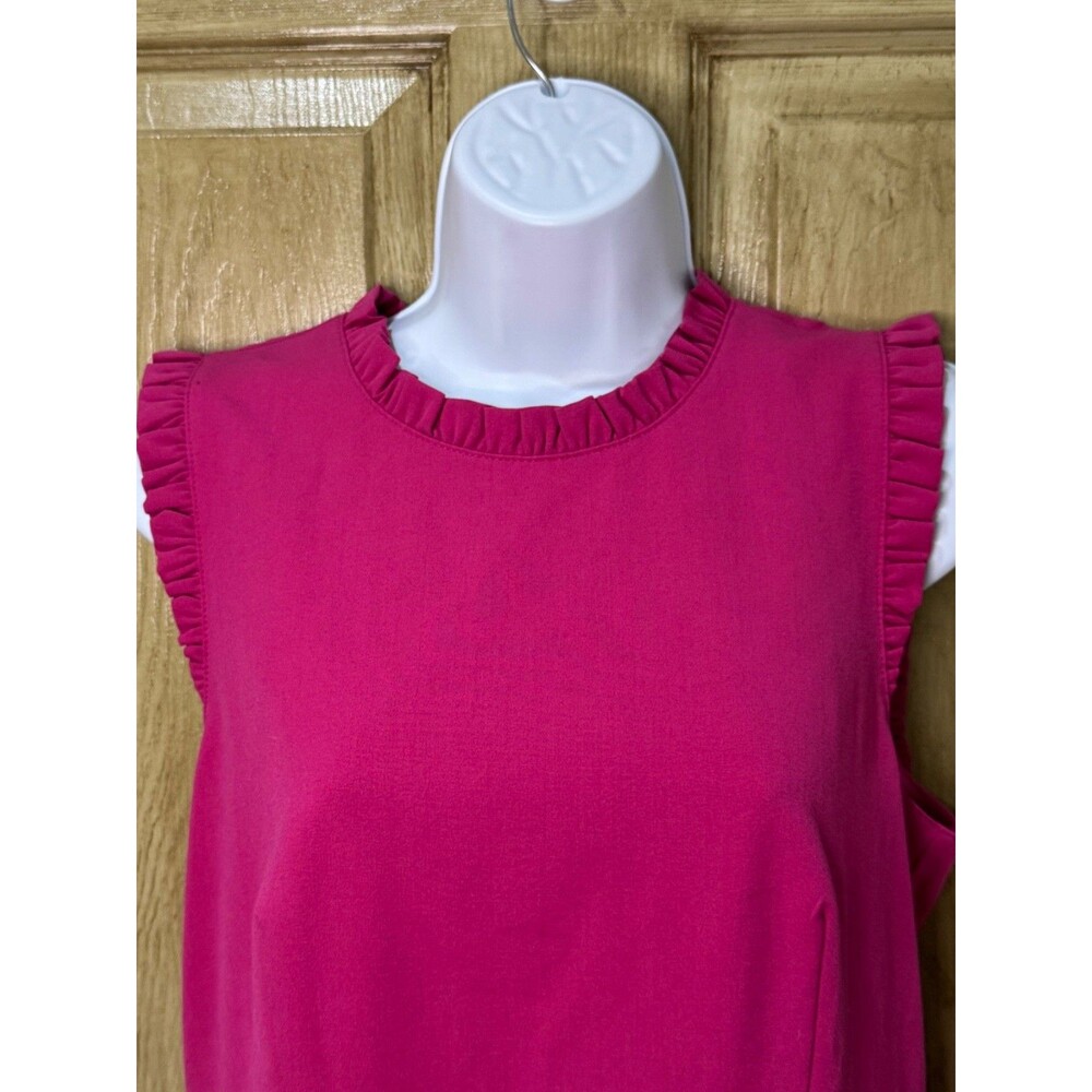 J Crew size 10 dress in pink Fuchsia lined Work Career Ruffle - Picture 10 of 10